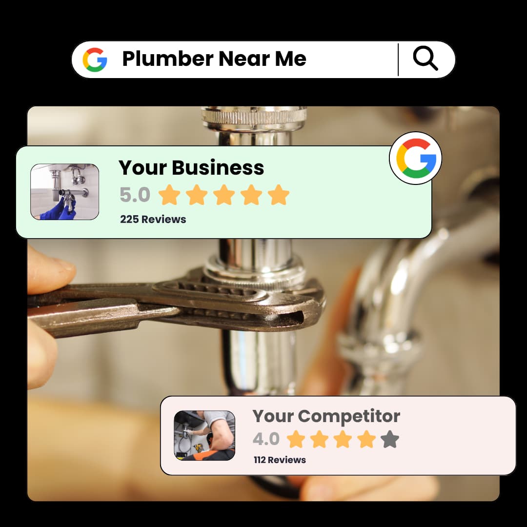 Google review comparison showing your business ranking above competitors